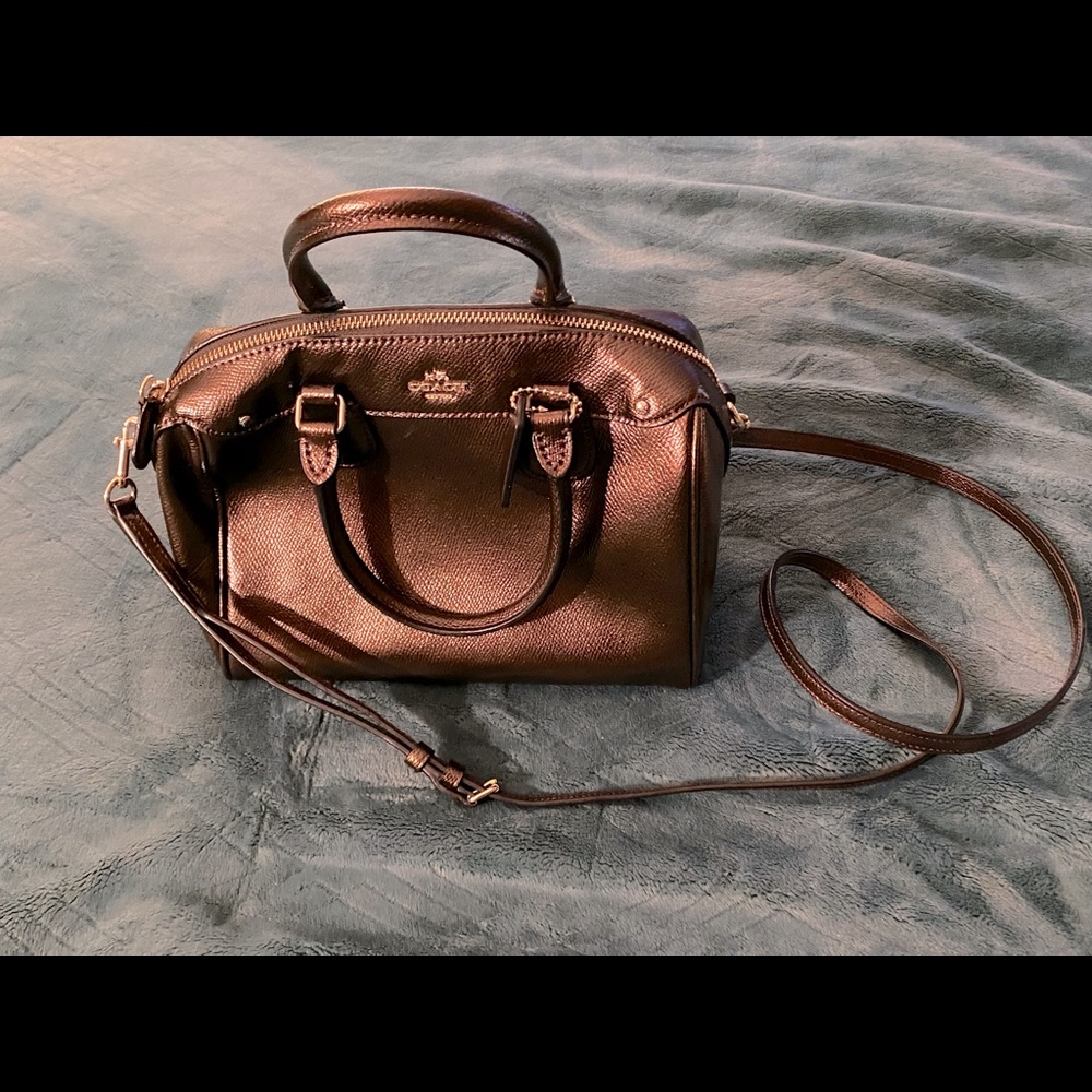 Coach handbag metallic brown and gold